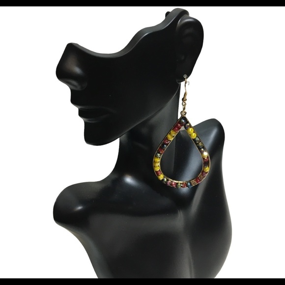 MULTI Colored Bohemian Tear Drop Women Earrings NWT - Picture 3 of 12